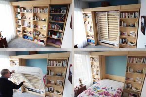 Sliding Bookcase Wall Bed